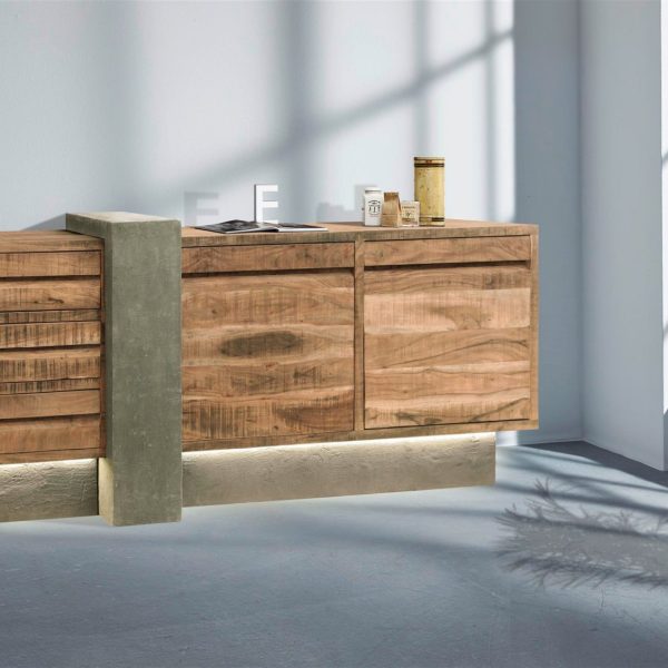 Aparador madera mango CEMENTO LED
