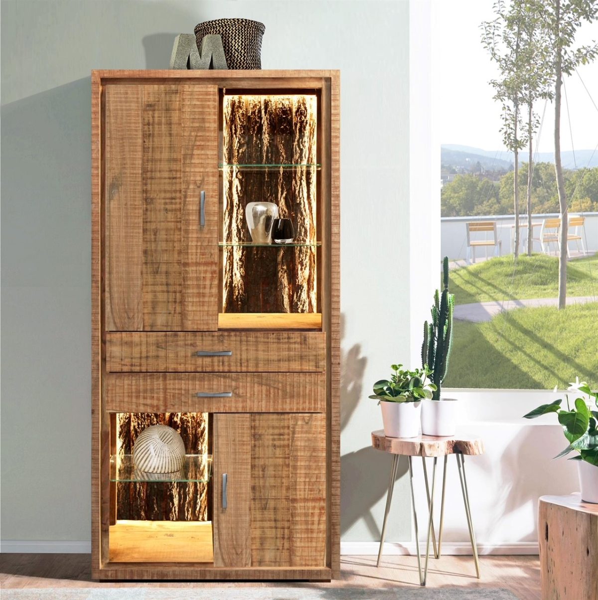 Estantería cajones madera mango LED - Imagen 2