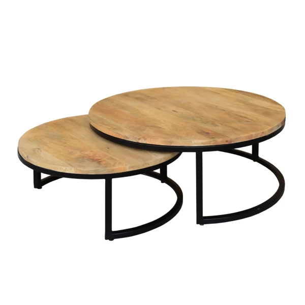 Set 2 mesas centro madera mango NATURAL