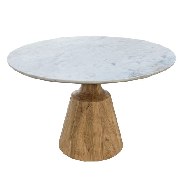 Mesa comedor redonda madera acacia mármol NATURAL