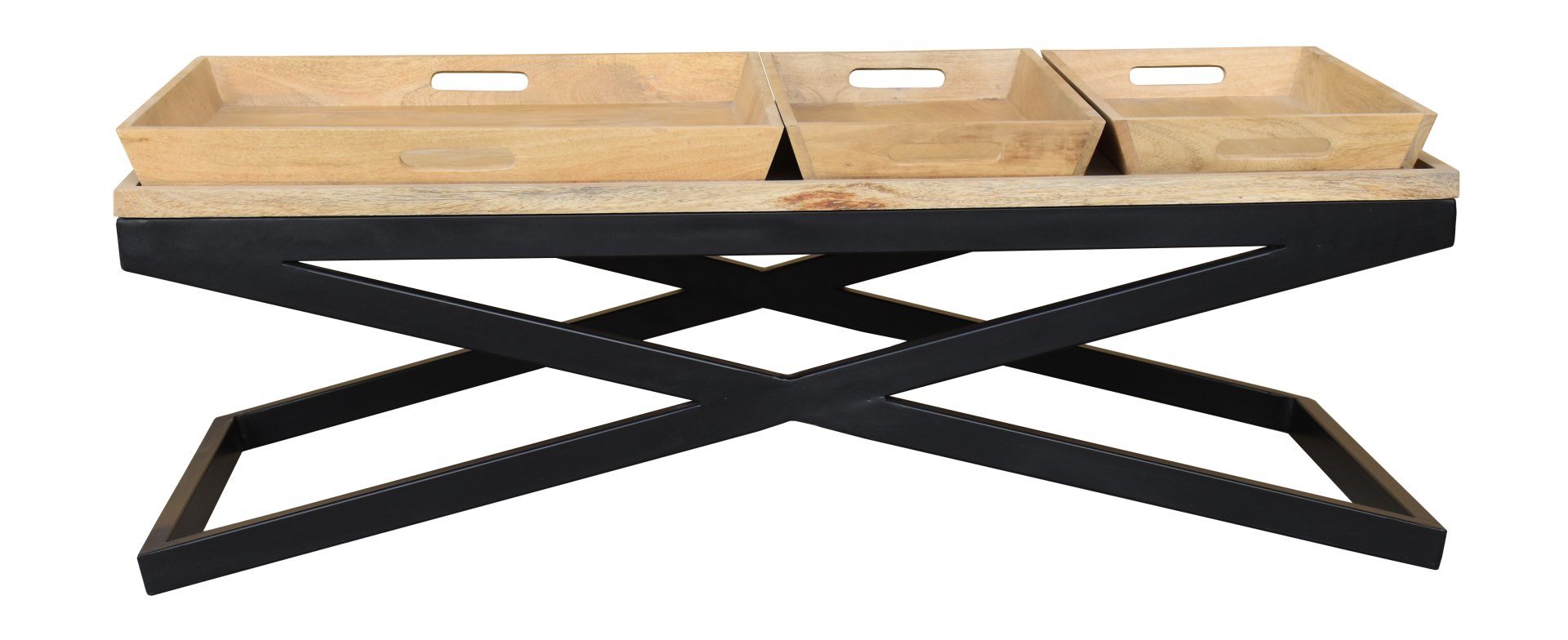 Mesa centro bandejas madera mango NATURAL - Imagen 2