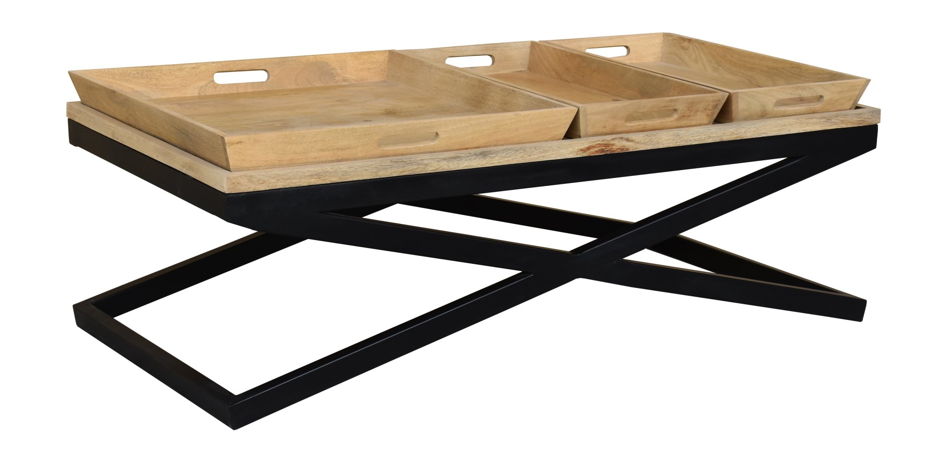 Mesa centro bandejas madera mango NATURAL - Imagen 4