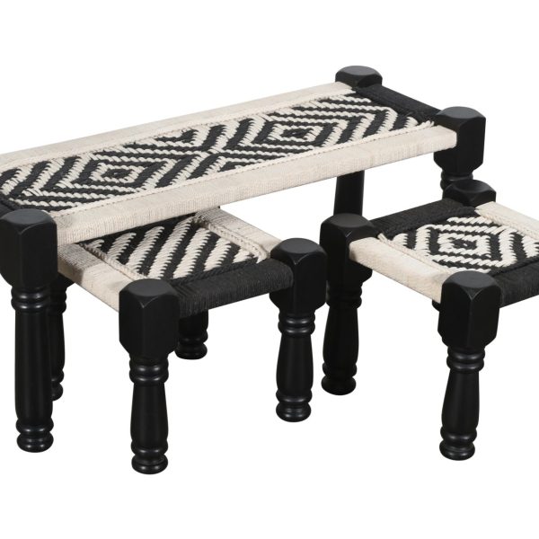 Set 3 asientos madera TEXTIL