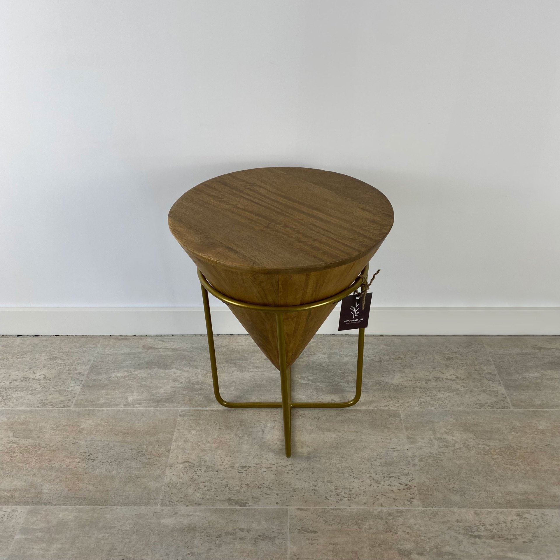 Mesa auxiliar madera acacia metal ORO - Imagen 4