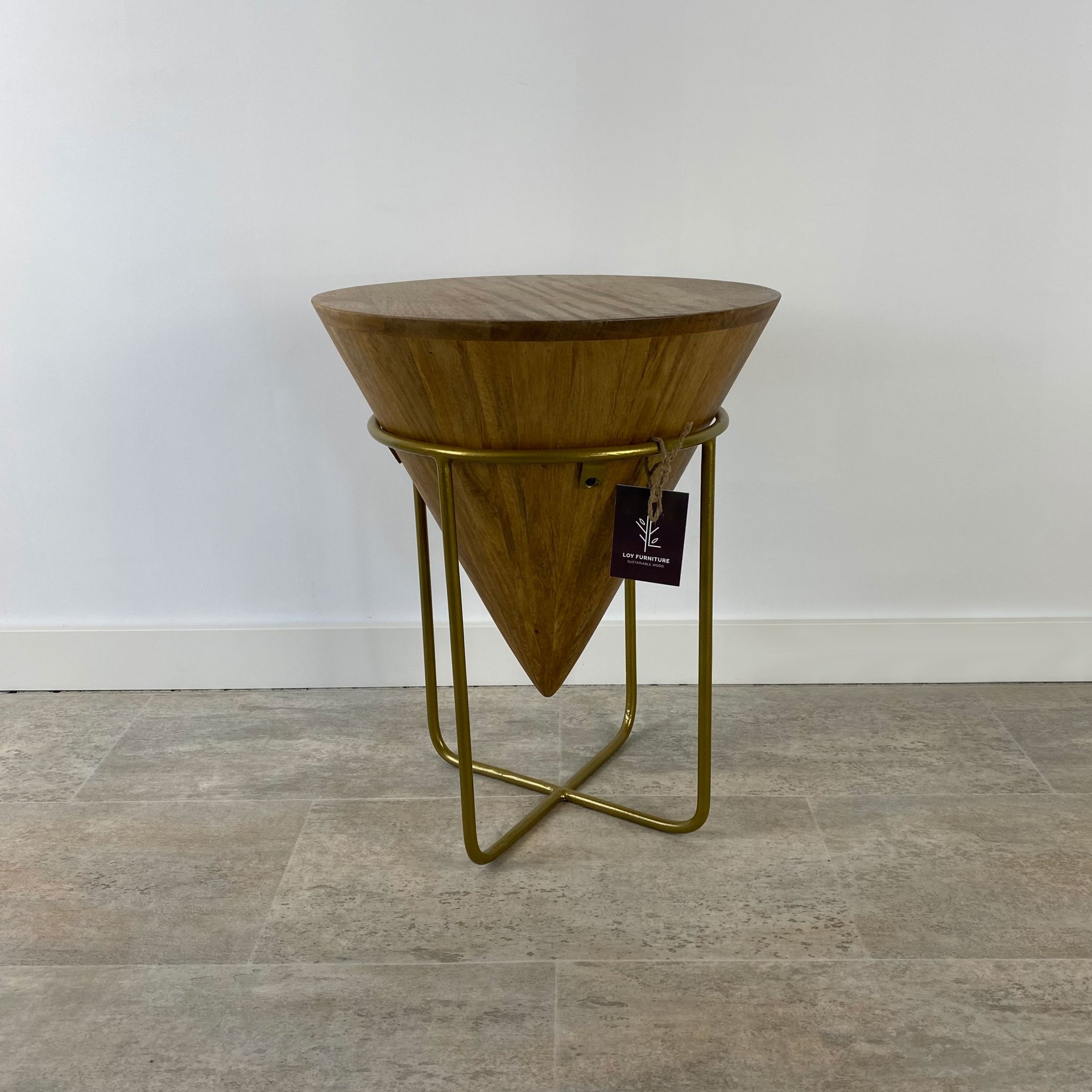 Mesa auxiliar madera acacia metal ORO