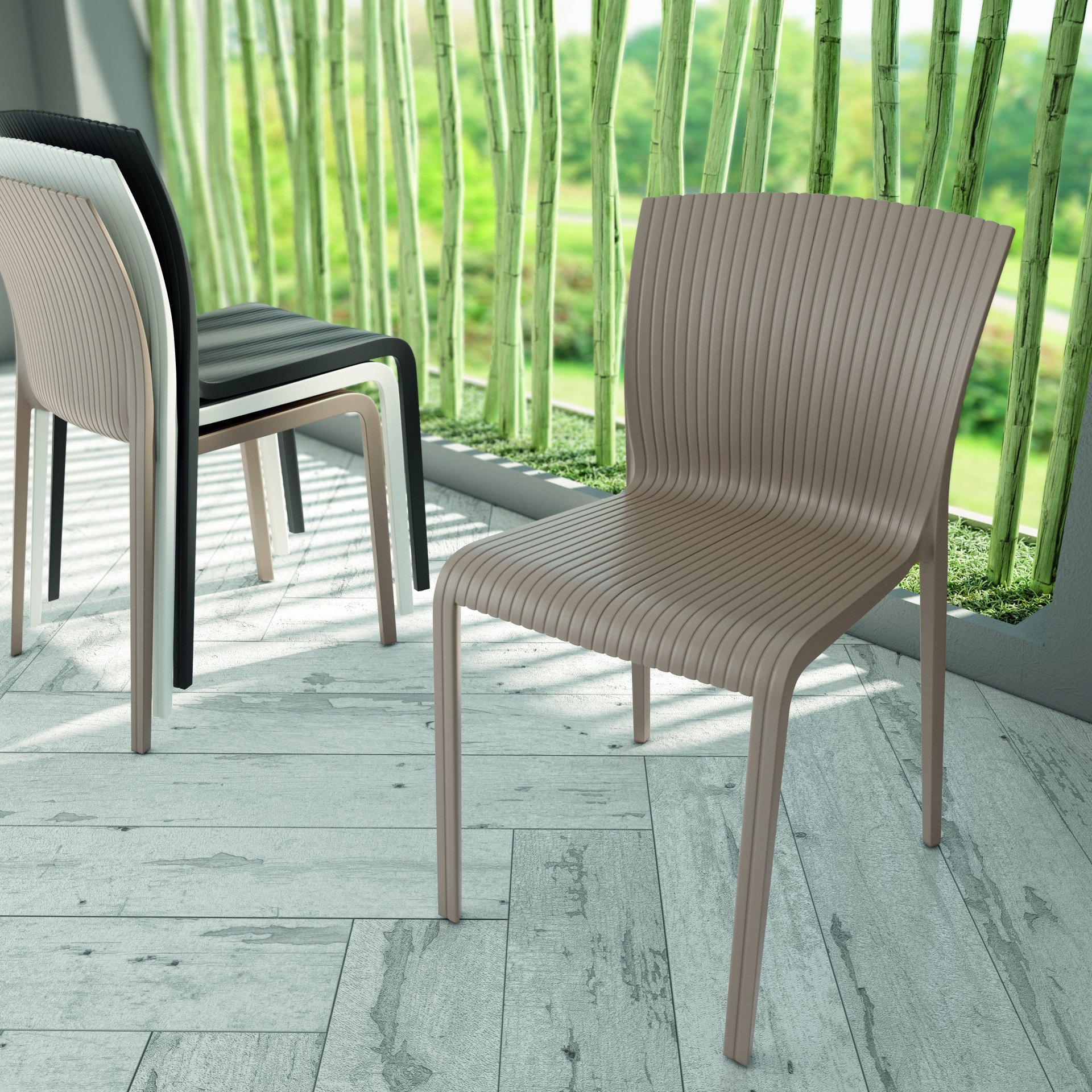 Pack 4 sillas apilables visón LAGOS - Imagen 2