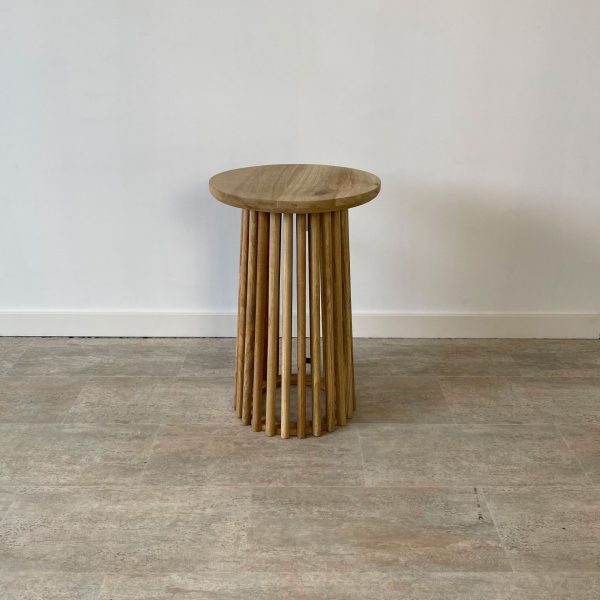 Mesa auxiliar redonda madera mango NATURAL