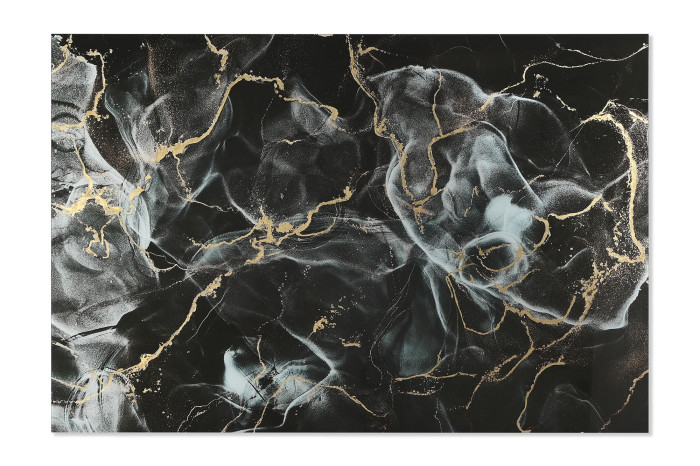 Cuadro cristal templado abstracto negro DORADO