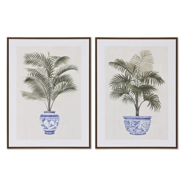 Set 2 cuadros lienzo jarrones PALMERAS