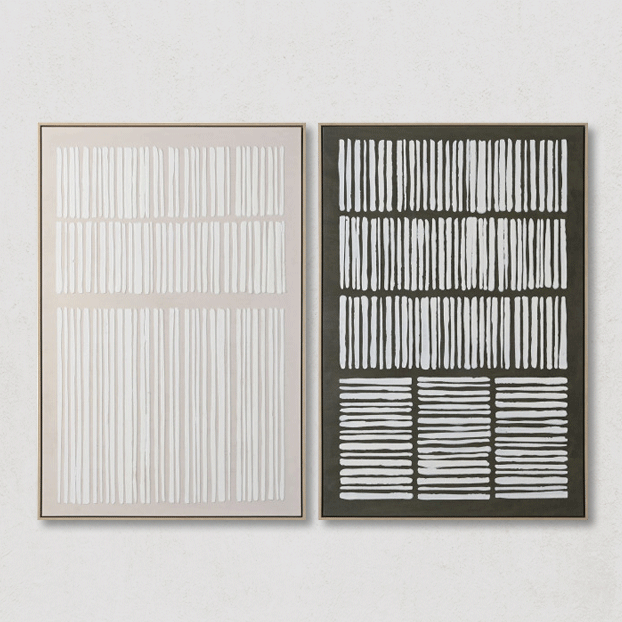 Set 2 cuadros lienzo líneas BICOLOR