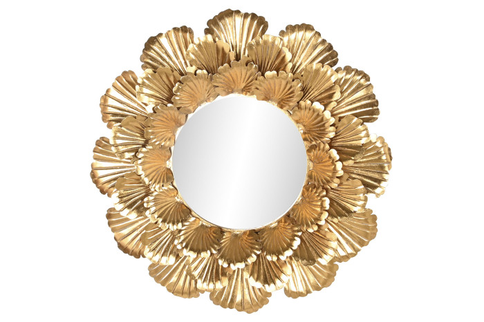 Espejo redondo metal dorado HOJAS