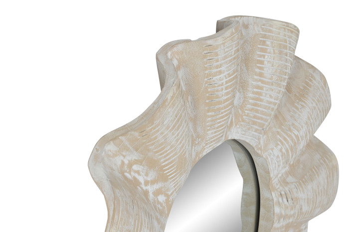 Espejo redondo madera teca blanco DECAPÉ - Imagen 3