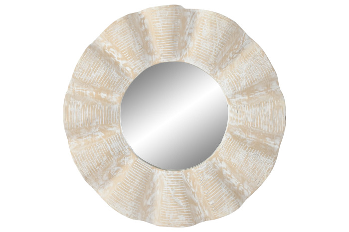 Espejo redondo madera teca blanco DECAPÉ