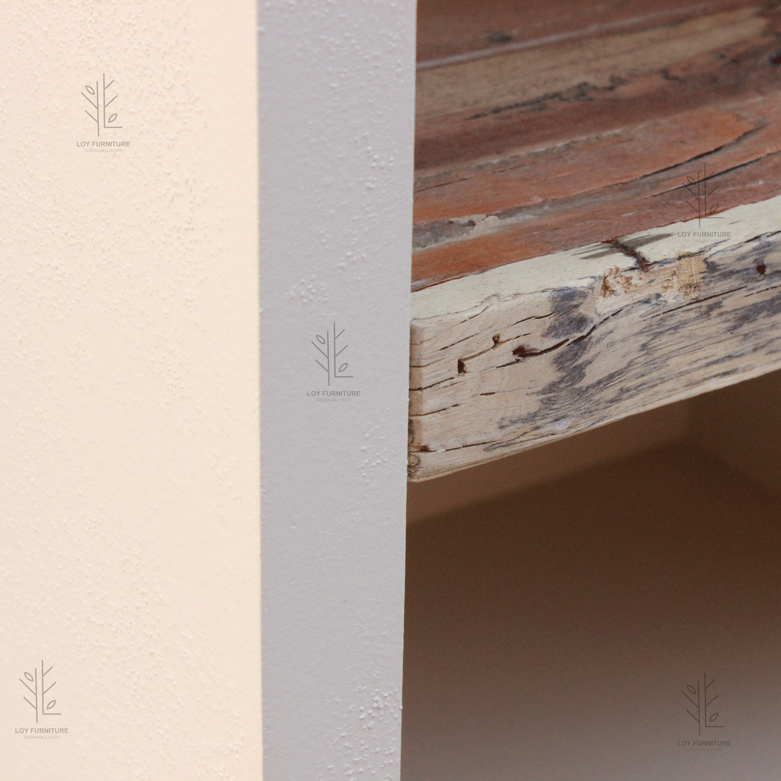 estantería madera efecto cemento