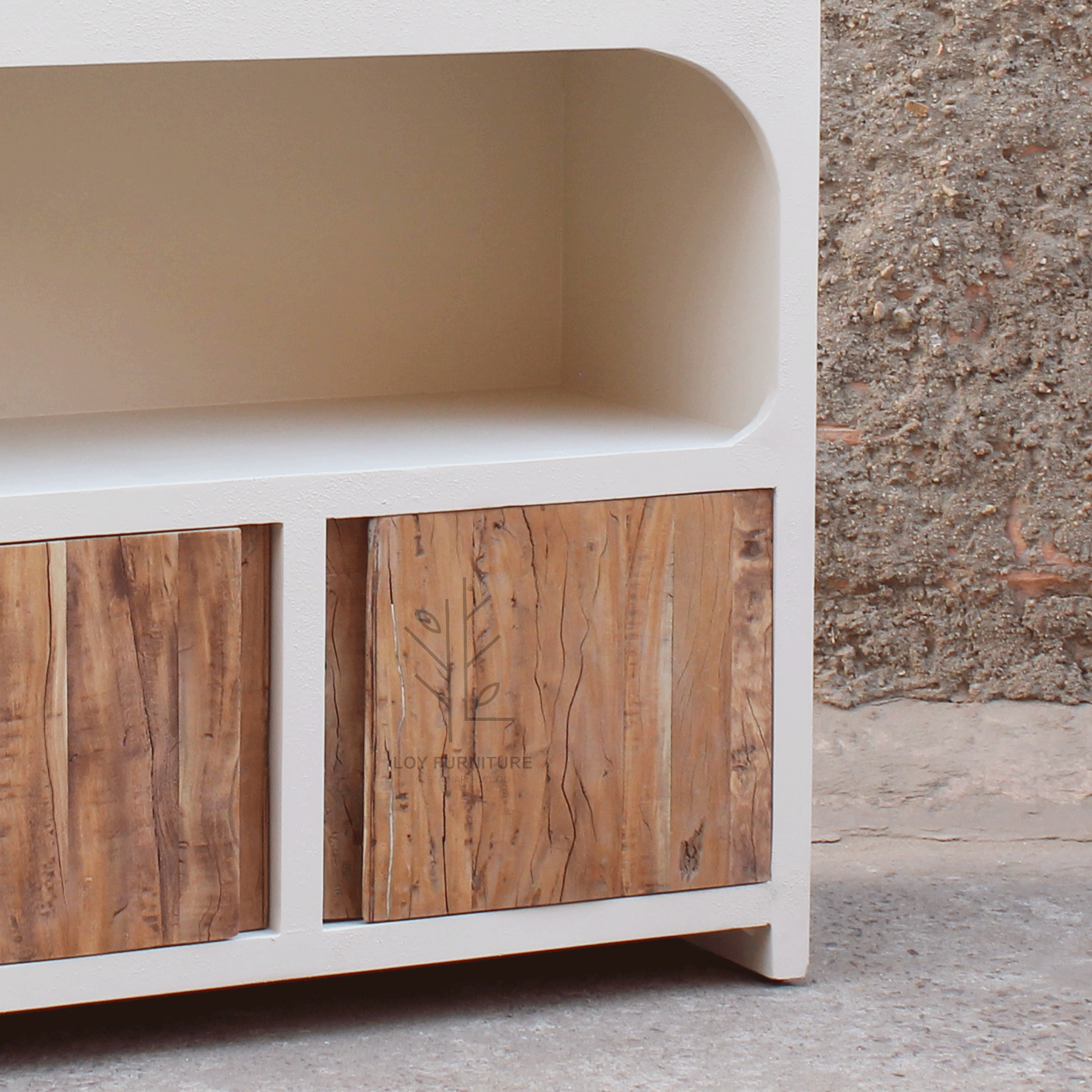 estantería madera efecto cemento