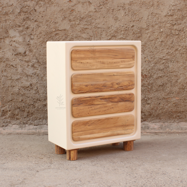 mesita noche madera efecto cemento