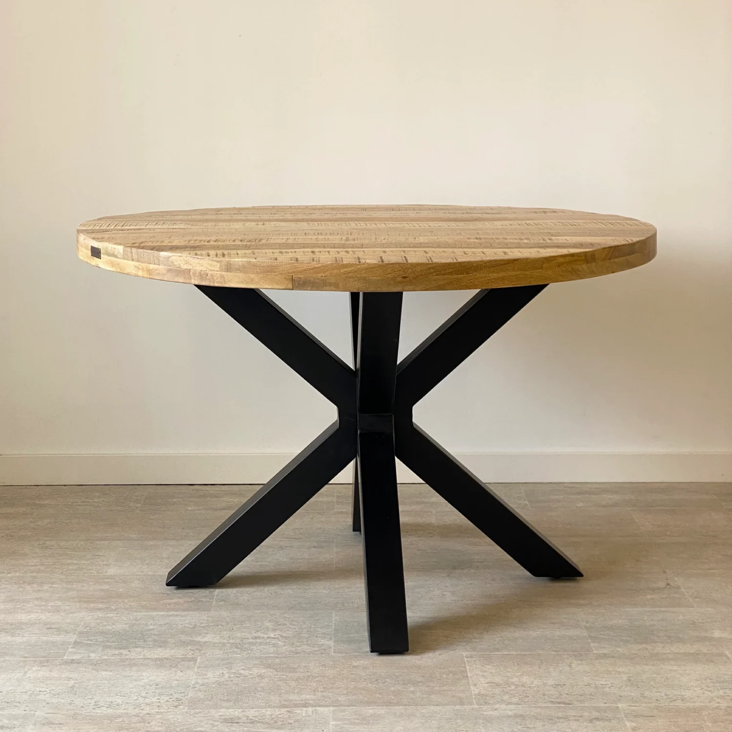Mesa comedor redonda 100cm metal madera MANGO