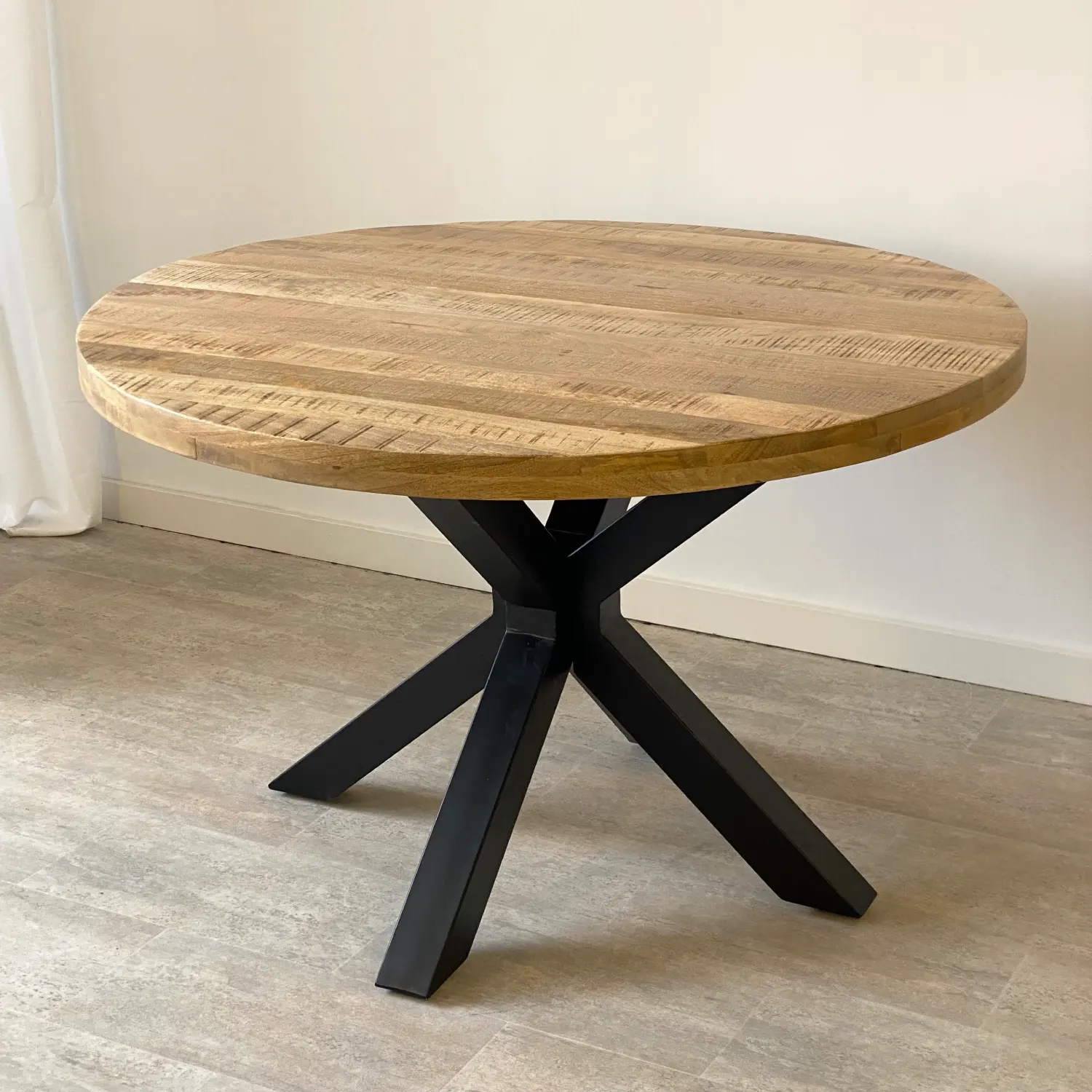 Mesa comedor redonda 140cm metal madera MANGO