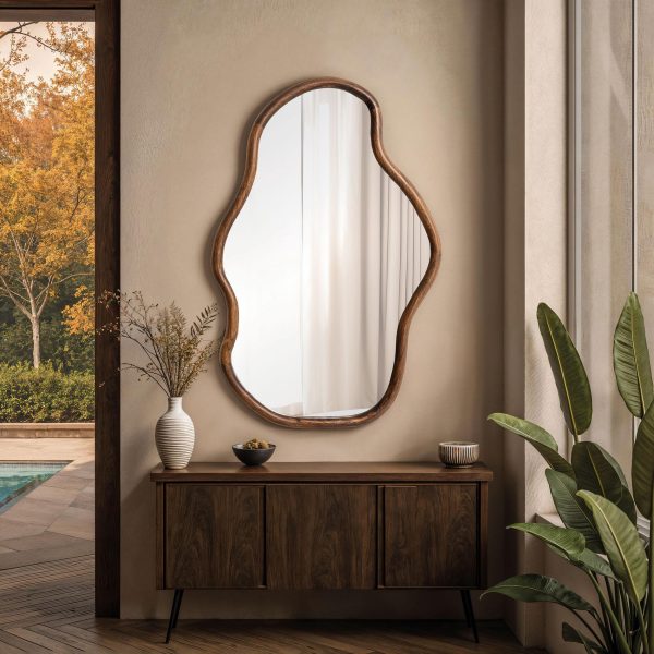 Espejo irregular madera nogal