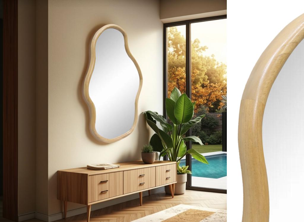 Espejo irregular madera roble