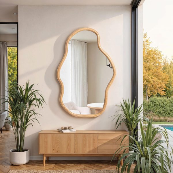 Espejo irregular madera roble