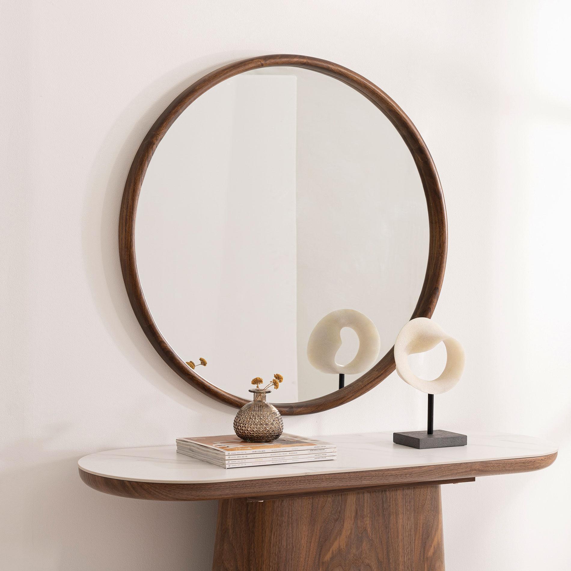 Espejo circular nogal grande