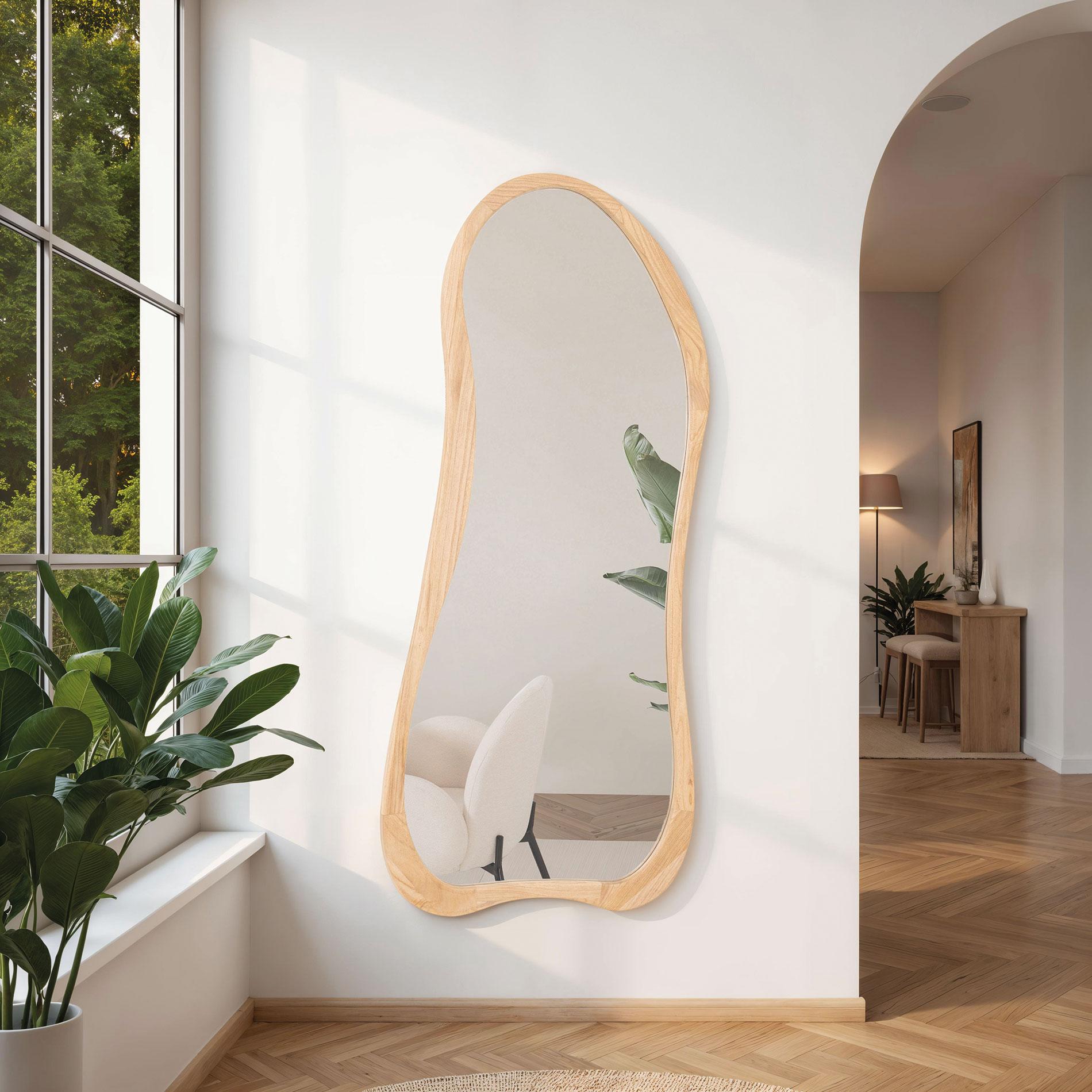 espejo grande madera roble