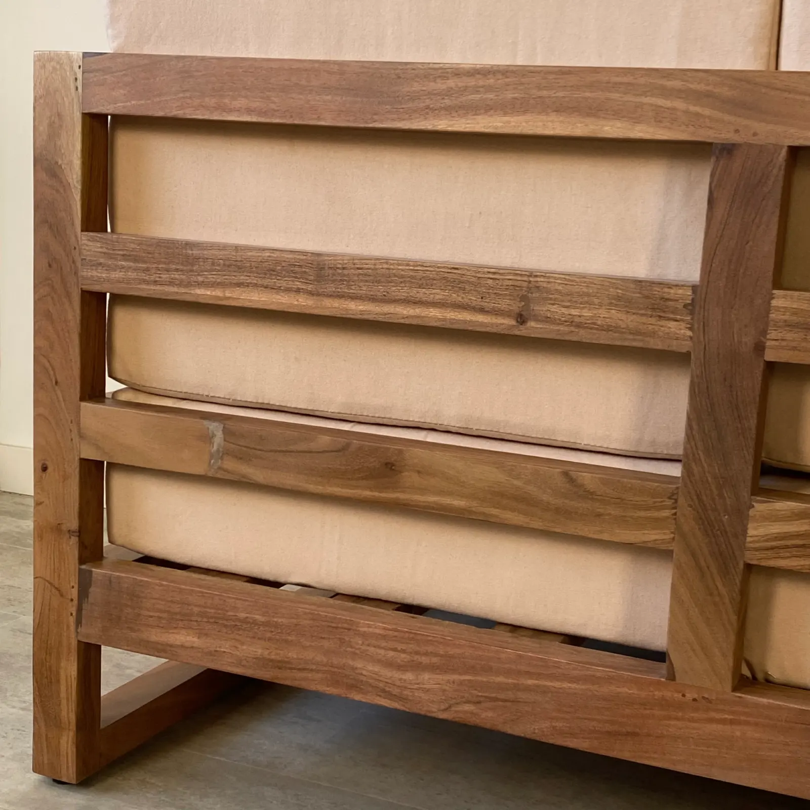 Sofá 3 plazas jardín madera acacia FORMENTERA - Imagen 5