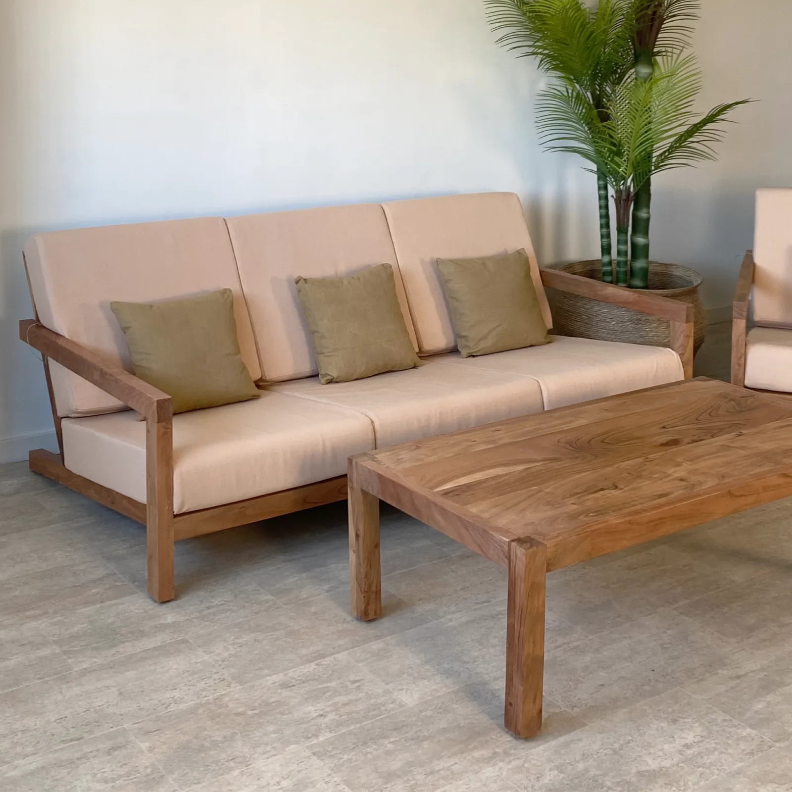 Sofá 3 plazas jardín madera acacia BALI - Imagen 3