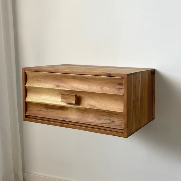 Mesita noche flotante madera mango ONDAS