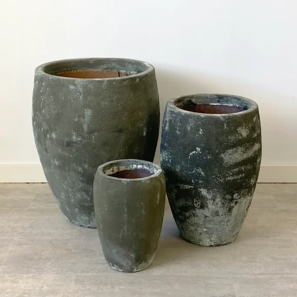 Set 3 maceteros terracota verde ATLANTIS