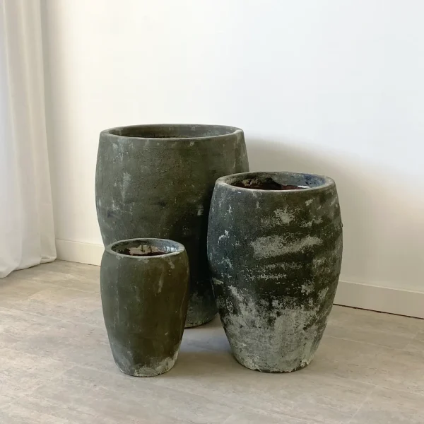 Set 3 maceteros terracota verde ATLANTIS