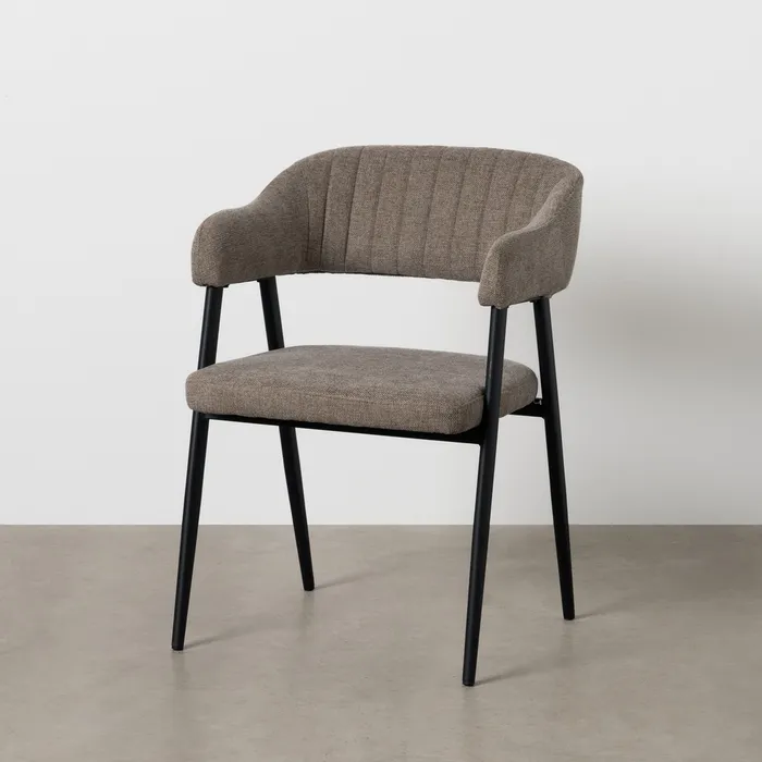 SET 2 SILLAS BEIGE TEJIDO-METAL