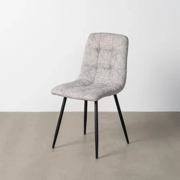 SET 2 SILLAS JASPEADO GRIS-BLANCO TEJIDO-METAL