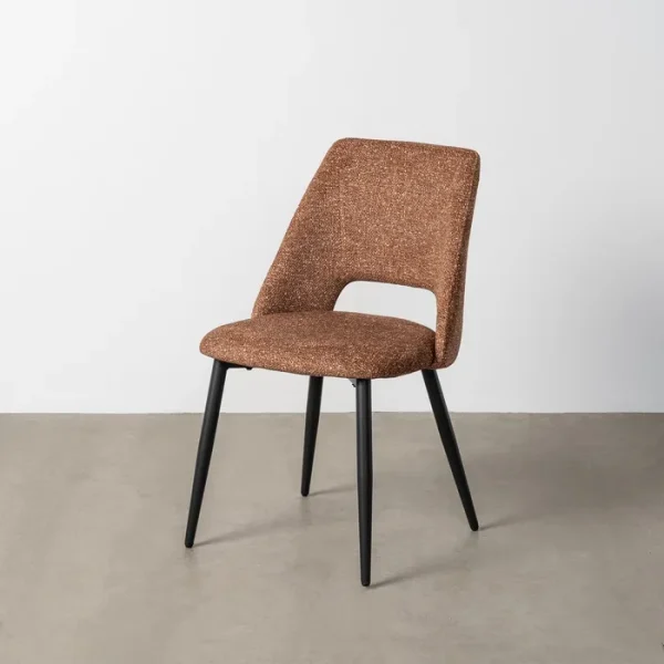 SET 2 SILLAS JASPEADO OCRE TEJIDO-METAL