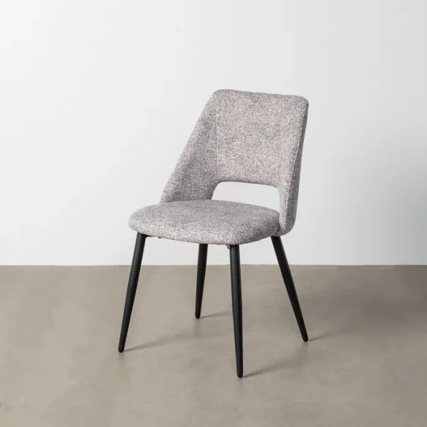 SET 2 SILLAS JASPEADO GRIS-BLANCO TEJIDO-METAL