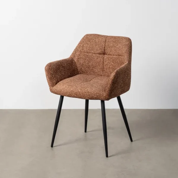 SET 2 SILLAS JASPEADO OCRE TEJIDO-METAL