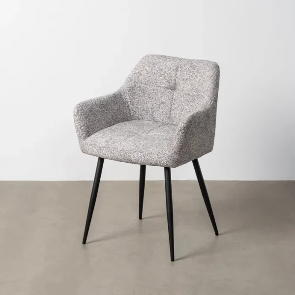 SET 2 SILLAS JASPEADO GRIS-BLANCO TEJIDO-METAL