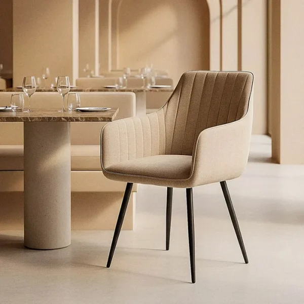 SET 2 SILLAS BEIGE TEJIDO-METAL