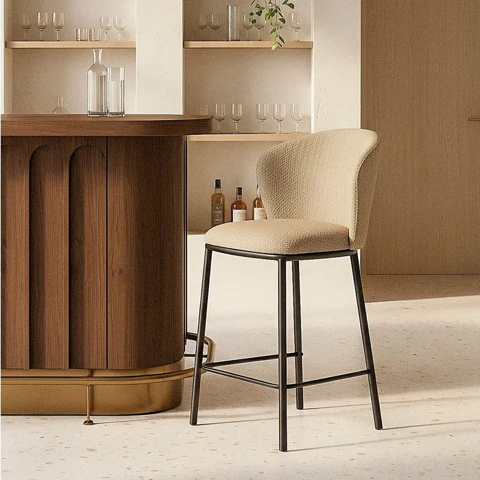 Set 2 taburetes metal beige SPIGA