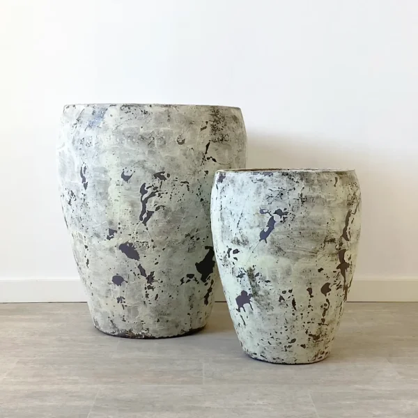 Set 2 maceteros terracota crema BLIST