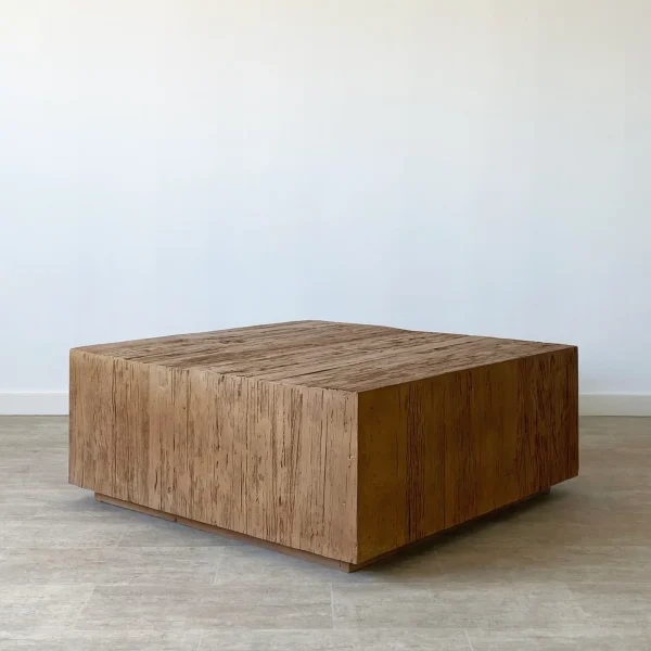 mesa centro madera reciclada cuadrada