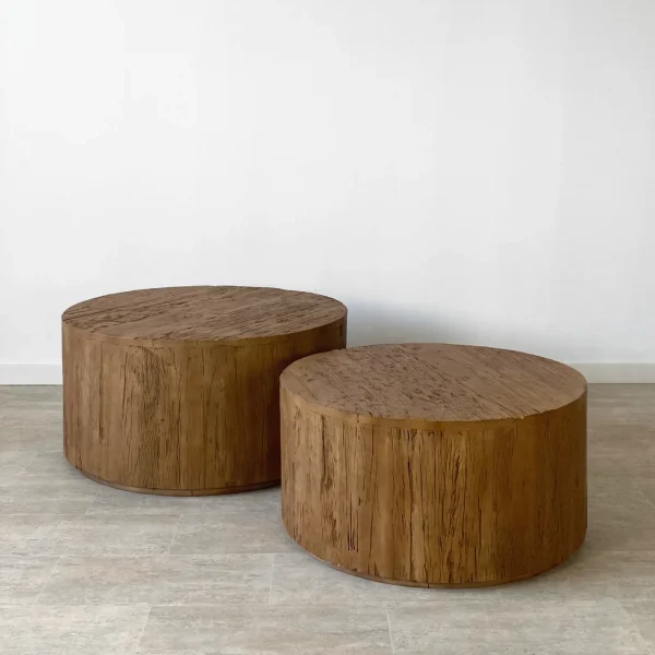 Set 2 mesas centro madera reciclada FORMENTERA