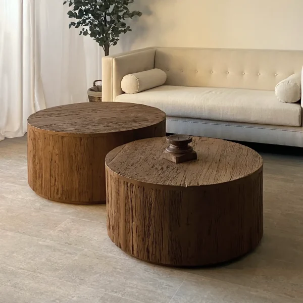 Set 2 mesas centro madera reciclada FORMENTERA