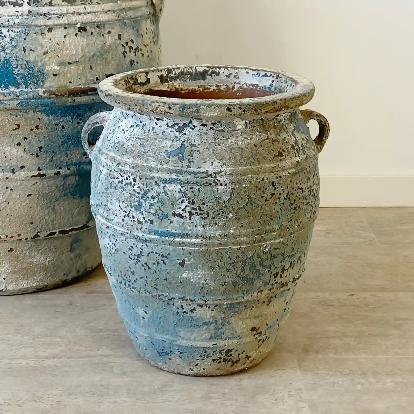 Set 2 maceteros terracota azul ANTIC - Imagen 3