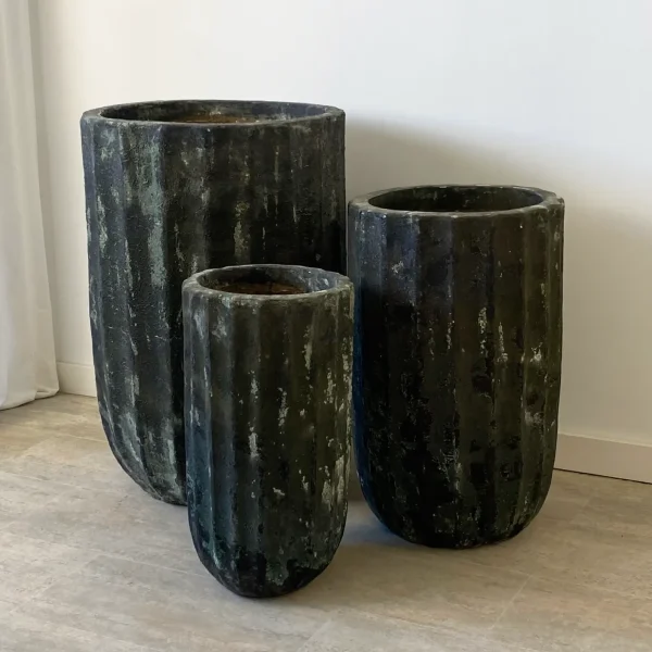 Set 3 maceteros terracota verde TERRA