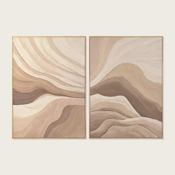 Set 2 cuadros en lienzo con textura abstractos pintado a mano