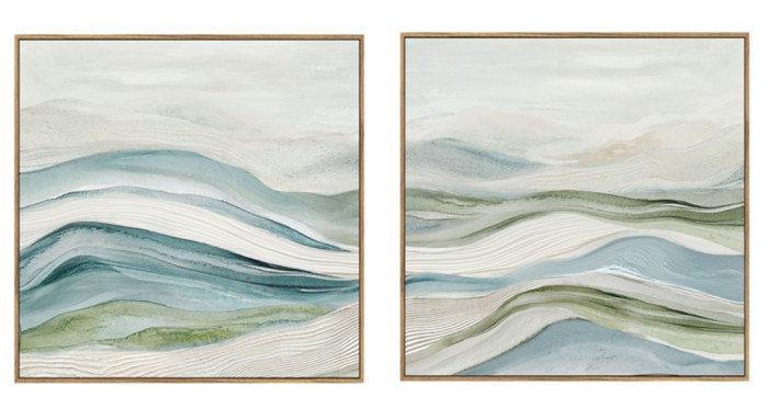 Set 2 cuadros lienzo abstractos olas