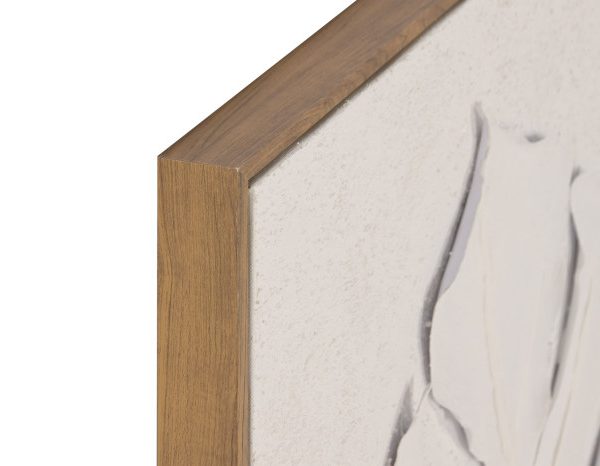 Set 2 cuadros blanco beige relieve HOJAS