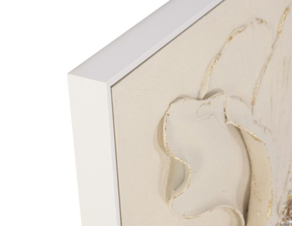 Set 2 cuadros crema beige brillo FLORES